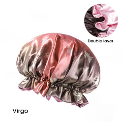 Virgo Polyester Satin Bonnets, Sleep Bonnet Cap, Double Layer Gradient Color Shower Caps, Constellations Theme, Virgo, 360mm