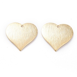Real 24K Gold Plated Brass Charms, Heart, Real 24K Gold Plated, 19.5x19x1.5mm, Hole: 1.4mm
