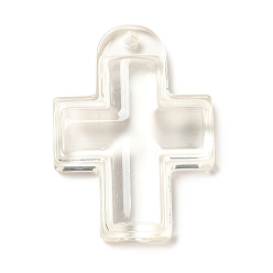 Clear Translucent Resin Pendants, Religion Cross Charms, Clear, 36.5x26x7mm, Hole: 1.8mm