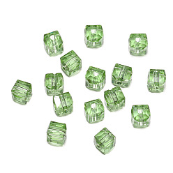 Light Green Transparent Acrylic Beads, Faceted Cube, Light Green, 8x8x8mm, Hole: 1.5mm, 50pcs/bag