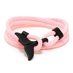 Pink Cotton Cord Bracelets, with Alloy Finding, Pink, 24-3/4 inch(63cm)