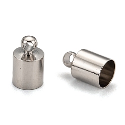 Platinum Brass Cord Ends, Nickel Free, Platinum, 9.5x6mm, Hole: 1.1mm, 5.5mm inner diameter