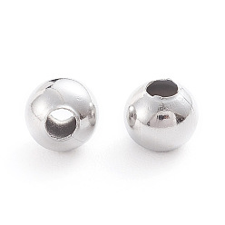 Stainless Steel Color 304 Stainless Steel Beads, Hollow Round, Stainless Steel Color, 5x4.5mm, Hole: 1.8mm,  200pcs/bag