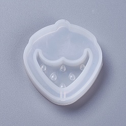 White Shaker Mold, DIY Quicksand Jewelry Silicone Molds, Resin Casting Molds, For UV Resin, Epoxy Resin Jewelry Making, Strawberry, White, 47x43x9mm