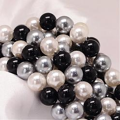 Mixed Color Round Shell Pearl Bead Strands, Mixed Color, 6mm, Hole: 0.8mm, about 60pcs/strand, 15.74 inch