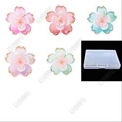 (52) Непрозрачная лаванда 50шт 5 цветные подвески из прозрачного акрила, со стеклянными бисеринами, цветок, золотой металл обвитыми, разноцветные, 17.5x18x19 мм, отверстие : 1.8 мм, 10 шт / цвет