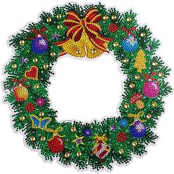 Christmas Bell Christmas Wreath DIY Diamond Painting Kits, Including Plastic Boards, Resin Rhinestones, Diamond Sticky Pens, Tray Plates and Glue Clay, Christmas Bell, 300x300mm