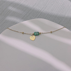 Сердце Браслет с подвесками из натуральной кунжутной яшмы, золотые, сердце