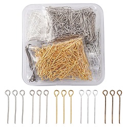 Mixed Color 1000Pcs 5 Colors Iron Eye Pins, for Jewelry Making, Mixed Color, 21 Gauge, 20x0.7mm, Hole: 2mm, 200pcs/color