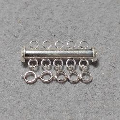 Silver 925 Sterling Silver Slide Lock Clasps, with Spring Ring Clasps, Silver, 30mm