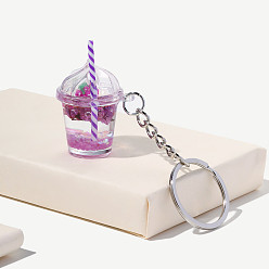 purple Nightlight Fruit Milk Tea Cup Keychain Pendant Banana Kiwi Grape Keychain Nightlight Pendant