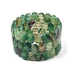 Natural Agate Dyed & Heated Natural Agate Oval Beaded Stretch Bracelet, Gemstone Jewelry for Women, Inner Diameter: 2-1/8 inch(5.4~5.5cm)
