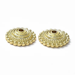 Real 18K Gold Plated Rack Plating Alloy Beads, Long-Lasting Plated, Lead Free & Cadmium Free, Flat Round, Real 18K Gold Plated, 14.5x4.5mm, Hole: 2mm