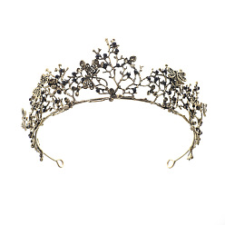 Antique Bronze Alloy Rhinestone Crown Hair Bands for Girls Women Wedding Party Decoration, Antique Bronze, 65x160mm