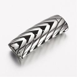 Antique Silver 304 Stainless Steel Slide Charms, Rectangle with Arrows, Antique Silver, 42.5x15x11mm, Hole: 7x12mm