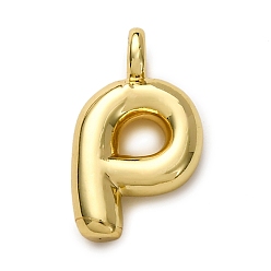 Letter P Латунные подвески, долговечный, стойки покрытие, без кадмия и без свинца, реальный 18 k позолоченный, Письмо P, 15.5x9.5x4.5 мм, отверстие : 2.5 мм