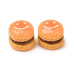 Orange Opaque Resin Imitation Dessert Cabochons, Smiling Macaron, Orange, 19x16mm