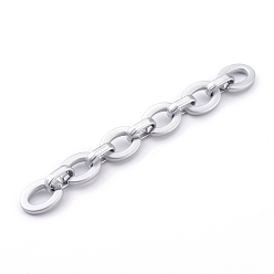 Silver Opaque Spray Painted Acrylic  Linking Cable Chains, Quick Link Chains, Silver, 24x18x4mm and 18.5x11.5x5mm, about 39.37 inch(1m)/strand