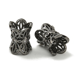 Черный Цвет Металла Стойки обшивки латунь микро проложить кубического циркония бусы, долговечный, без свинца и без кадмия, колонка, металлический черный , 10x8 мм, отверстие : 4 мм