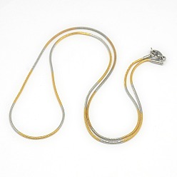 Golden & Stainless Steel Color Trendy Unisex 201 Stainless Steel Snake Chain Necklaces, with Lobster Claw Clasps, Golden & Stainless Steel Color, 19.5 inch(49.5cm), 1mm