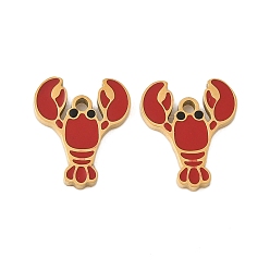 Other Animal 304 из нержавеющей стали шармы эмали, ионное покрытие (ip), Тема океана, золотые, омар, 11x9.5x1.5 мм, отверстие : 1 мм