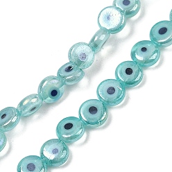 Средний Бирюзовый Ручной сглаза бусины бисер нитей, плоско-круглые, средне бирюзовый, 6x2.5 мм, отверстие : 0.6 мм, около 65~66 шт / нитка, 14.33~14.45'' (36.4~36.7 см)