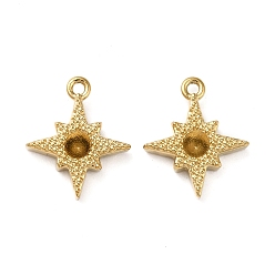 Real 18K Gold Plated 304 Stainless Steel Pendant Rhinestone Settings, Star Charm, Real 18K Gold Plated, Fit for 2.5mm Rhinestone, 14x12x2.5mm, Hole: 1.2mm