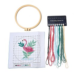 Flamingo Shape Flamingo Shape DIY Cross Stitch Beginner Kits, Stamped Cross Stitch Kit, Including Printed Fabric, Embroidery Thread & Needles, Embroidery Hoop, Instructions, 0.3~0.4mm, 8 colors