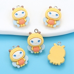 Bees Подвески из смолы, с платиновым шлейфом, Пчелы, 23x16 мм, отверстие : 2 мм