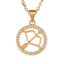 Sagittarius Minimalist 12 Zodiac Constellation Necklace for Women in Copper Gold Color