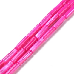 Темно-Розовый Природные trochid стеклянные бусы нити, окрашенные, колонка, темно-розовыми, 11.5~14x4 мм, отверстие : 0.6 мм, около 28~29 шт / нитка, 15.55~15.67 дюйм (39.5~39.8 см)