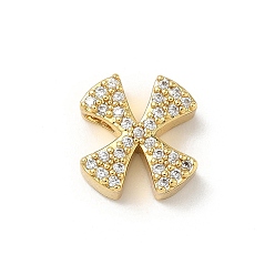 Letter X Латунные микро проложить кубического циркония прелести, без кадмия и без свинца, долговечный, реальный 18 k позолоченный, Письмо X, 13.5x13x4.5 мм, отверстие : 2x3.5 мм