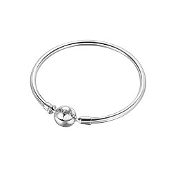 Platinum TINYSAND Rhodium Plated 925 Sterling Silver Basic Bangles for European Style Jewelry Making, Platinum, 190mm