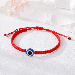 7# Red String Blue Round Eye Bracelet Colorful Handmade Evil Eye Bracelet with Adjustable Drawstring for Women and Men