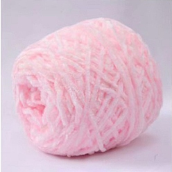 Pearl Pink Wool Chenille Yarn, Velvet Cotton Hand Knitting Threads, for Baby Sweater Scarf Fabric Needlework Craft, Pearl Pink, 5mm, 95~100g/skein