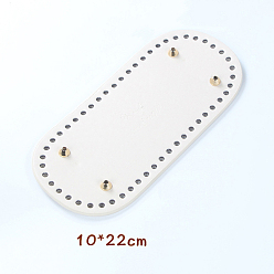 White PU Leahter Knitting Crochet Bags Bottom, Oval with Word Handmade, Bag Shaper Base Replacement Accessaries, White, 22x10cm, Hole: 5mm