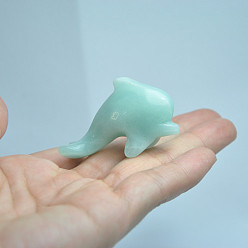 Amazonite Natural Amazonite Sculpture Display Decorations, for Home Office Desk, Dolphin, 38~41x17.5x26mm