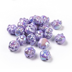 Medium Purple UV Plating Rainbow Iridescent Acrylic Beads, Cat's Paw Print, Medium Purple, 16.5x18.5x12.8mm, Hole: 3mm