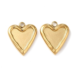 Real 18K Gold Plated 304 Stainless Steel Pendant Cabochon Settings For Enamel, Heart Charm, Real 18K Gold Plated, Tray: 9.5x8.5mm, 16x13.5x3mm, Hole: 1.8mm