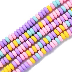Lilac Handmade Polymer Clay Beads Strands, for DIY Jewelry Crafts Supplies, Flat Round, Lilac, 6~7x3mm, Hole: 1.5mm, about 113~116pcs/strand, 15.55 inch~16.14 inch(39.5~41cm)