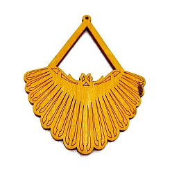 Or Gros pendentifs creux en bois, pour la fabrication de bijoux de boucles d'oreilles, fan, or, 60~70x2mm