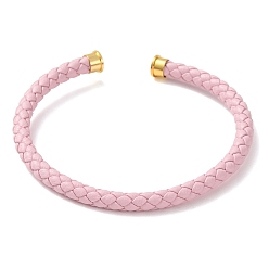 Pink Плетеные браслеты-манжеты из микрофибровой кожи, с конца шнура латуни, стойки покрытие, золотые, розовые, внутренний диаметр: 2.24x2.32 дюйм (5.7x5.9 см)