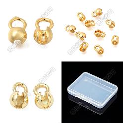 Real 18K Gold Plated 30Pcs 3 Styles Brass Bead Tips, Calotte Ends, Real 18K Gold Plated, 5.5~7.5x4~5mm, Hole: 1.5~2.5mm, 10pcs/style