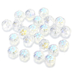 Clear AB Handmade Lampwork Beads, Flower, Clear AB, 10mm, Hole: 1.6mm