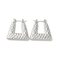 Stainless Steel Color 304 Stainless Steel Hoop Earrings for Women, Trapezoid, Stainless Steel Color, 22x22.5x3mm