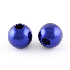 Dark Blue ABS Plastic Imitation Pearl European Beads, Large Hole Rondelle Beads, Dark Blue, 11.5~12x10mm, Hole: 4~5mm, about 780pcs/500g