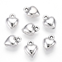 Античное Серебро Тибетском стиле сплава сердца прелести, без кадмия и без свинца, античное серебро, 10x7x5 мм, Отверстие : 1.5 мм , около 1204 шт / 1000 г