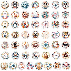 Mixed Color PVC Animal Theme Sticker Labels, Self-adhesion, for Suitcase, Skateboard, Refrigerator, Helmet, Mobile Phone Shell, Mixed Color, 40~60mm, 50pcs/set