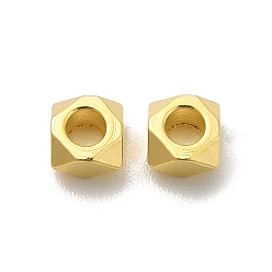 Real 24K Gold Plated Brass Bead, Lead Free & Cadmium Free, Square, Real 24K Gold Plated, 4x4x2.5mm, Hole: 2mm