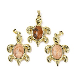 Пейзажный Джаспер Подвески из натуральной яшмы и латуни, стойки покрытие, без кадмия и без свинца, в форме морской черепахи, 38x27.5x7 мм, отверстие : 8x5 мм